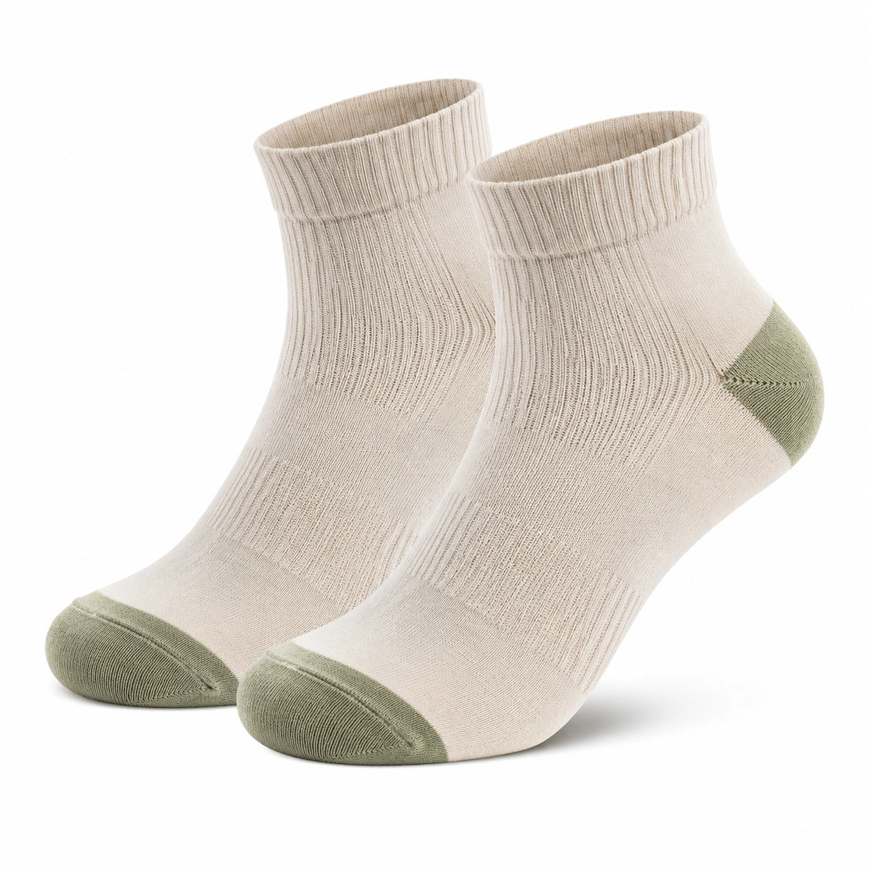 Chaussettes basses 35-39 en maille textile vert sauge et beige style sportif