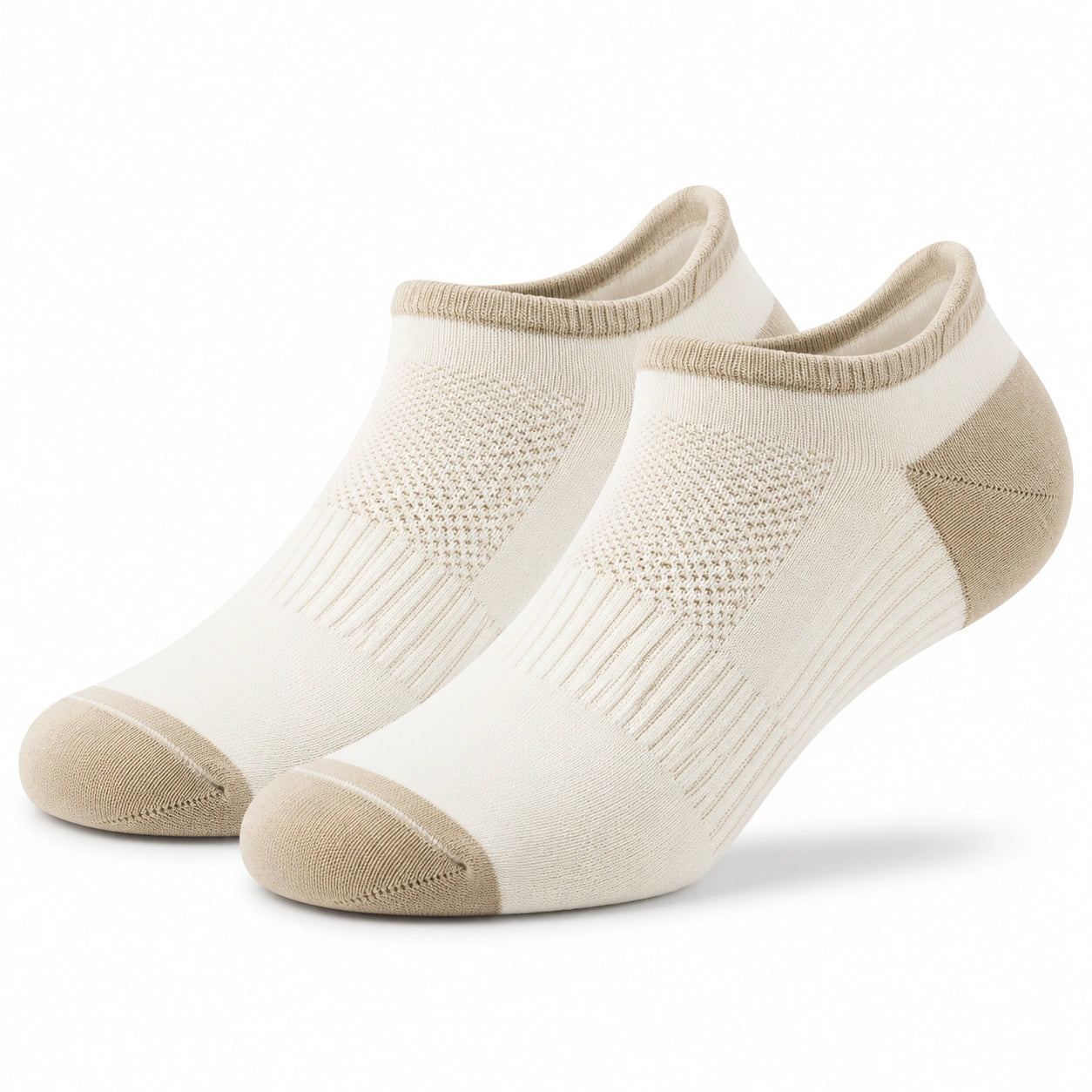 Chaussettes basses 35-41 en maille textile vert sauge et beige style sportif