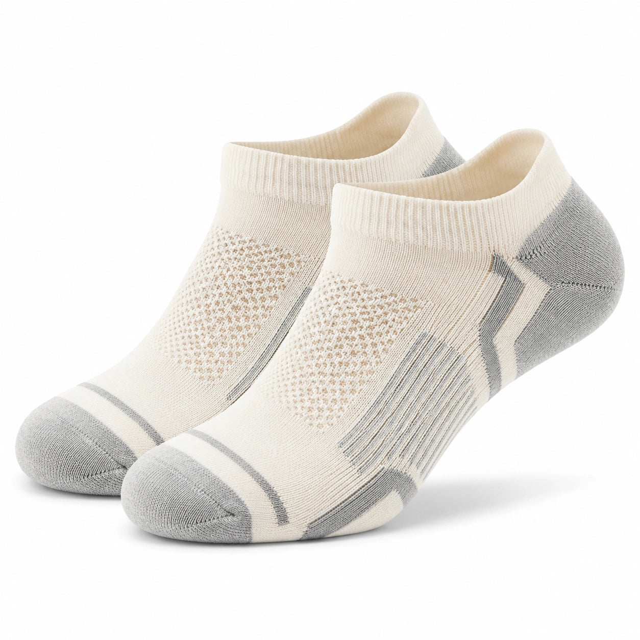 Chaussettes basses 35-43 en maille textile vert sauge et beige style sportif