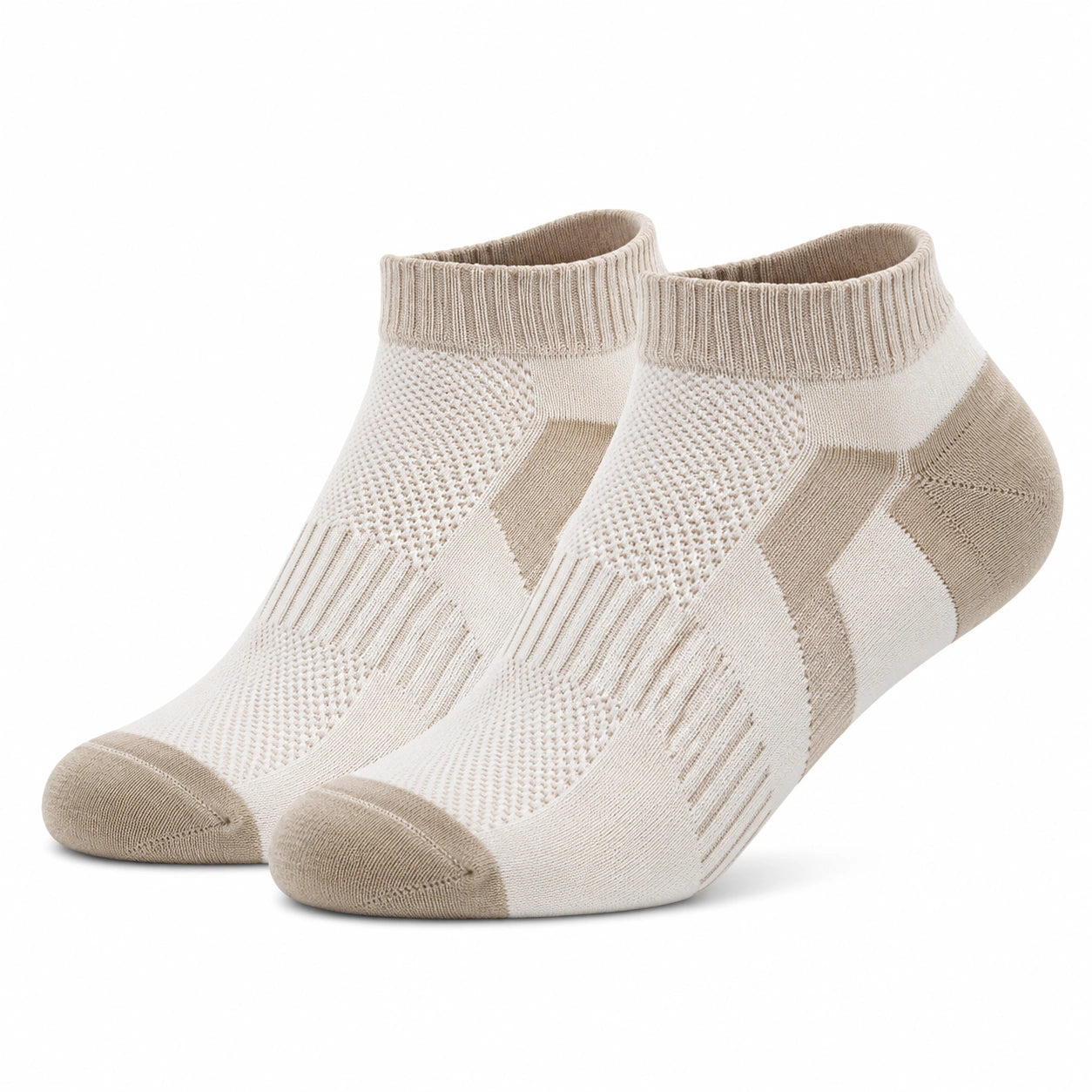 Chaussettes basses 35-44 en maille textile vert sauge et beige style sportif