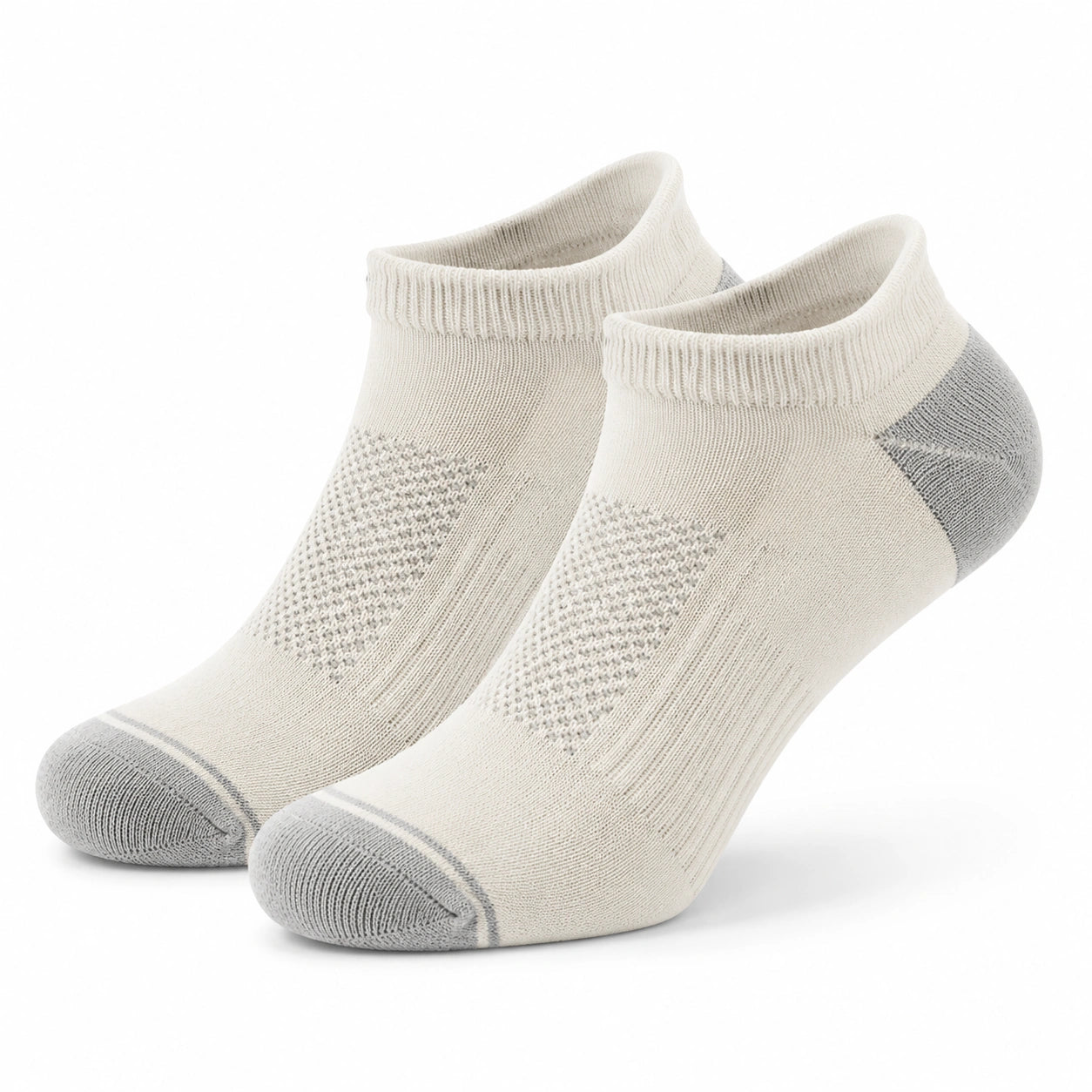 Chaussettes basses 35-52 en maille textile vert sauge et beige style sportif