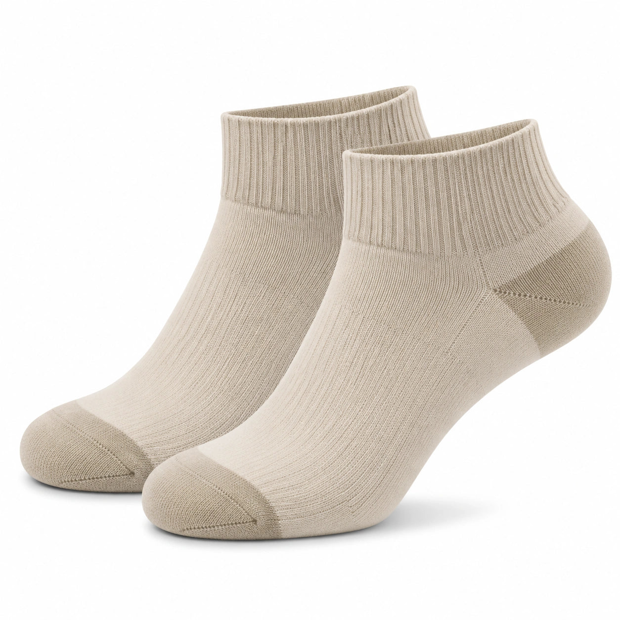 Chaussettes basses 35-56 en maille textile vert sauge et beige style sportif