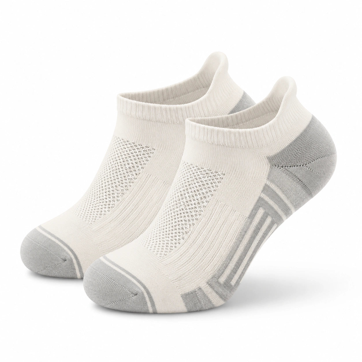 Chaussettes basses 35-60 en maille textile vert sauge et beige style sportif