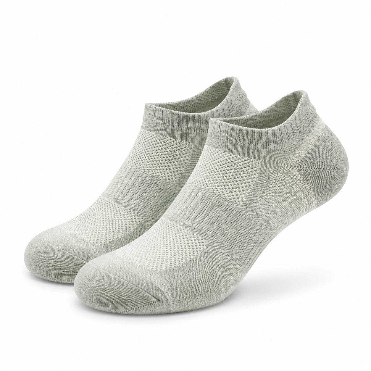 Chaussettes basses 35-71 en maille textile vert sauge et beige style sportif