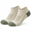 Chaussettes basses 35-73 en maille textile vert sauge et beige style sportif