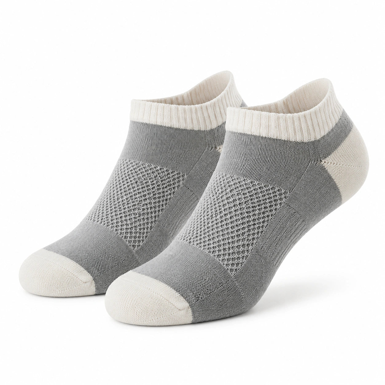 Chaussettes basses 35-78 en maille textile vert sauge et beige style sportif