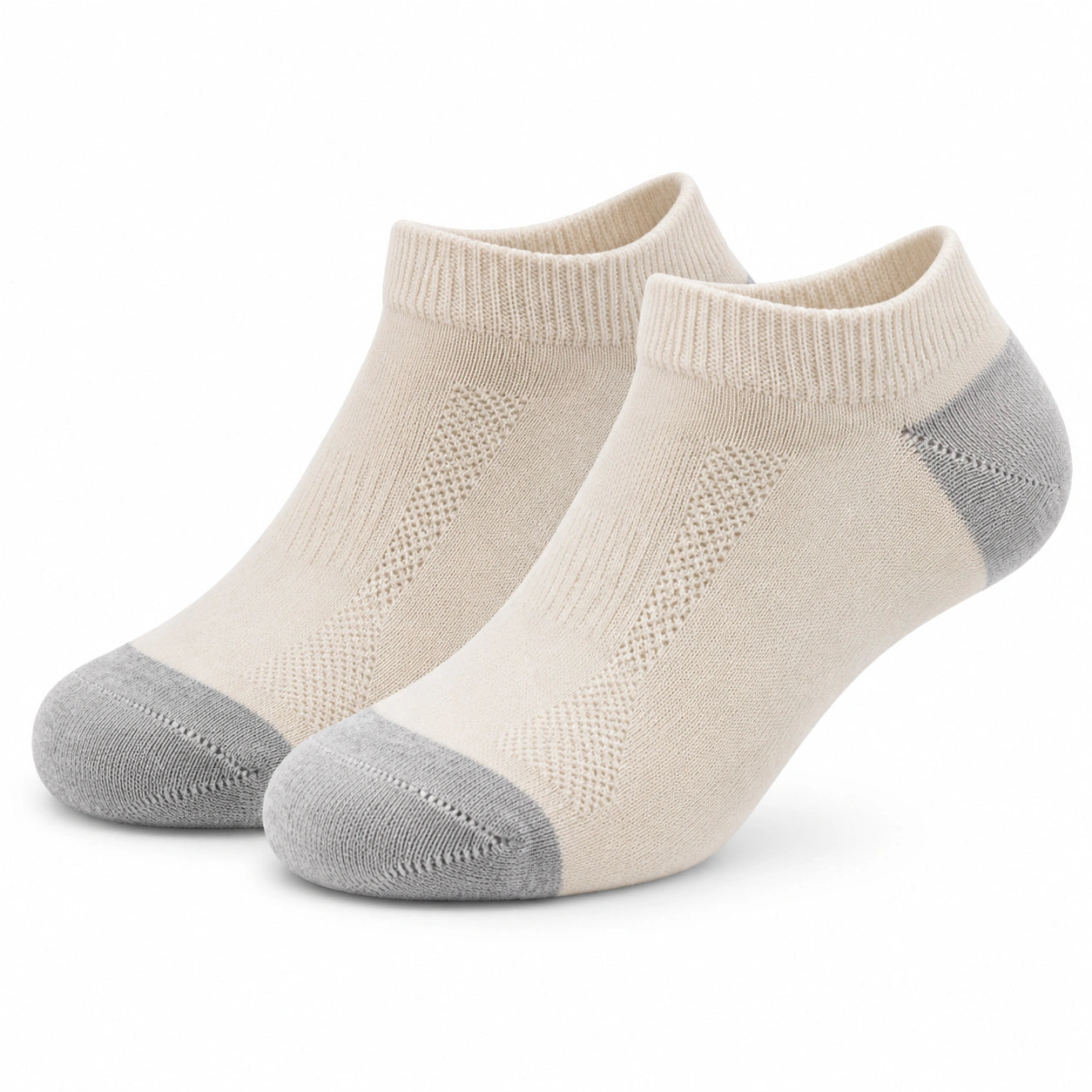 Chaussettes basses 35-80 en maille textile vert sauge et beige style sportif