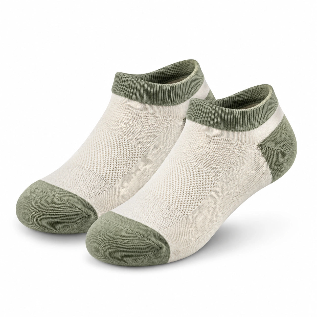 Chaussettes basses 35-81 en maille textile vert sauge et beige style sportif