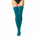 Chaussettes hautes 39-42 en maille côtelée bleu canard style classique