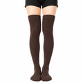 Chaussettes hautes 35-38 en maille marron côtelées