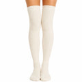 Chaussettes hautes 35-38 en textile côtelé écru style classique