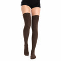 Chaussettes cuissardes 35-38 en maille marron côtelée style ajusté
