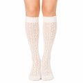 Chaussettes hautes 35-38 en maille ajourée blanches style romantique