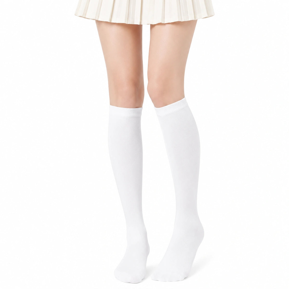Chaussettes hautes 39-42 en textile blanc pour usage quotidien style uni