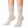 Chaussettes mi-mollet 35-38 en maille écrue à effet plissé